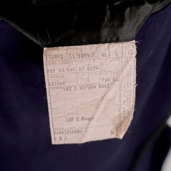 Polo Ralph Lauren Flannel Virgin Wool Italy Blue 3 Button Blazer Large 40L Uncon - Picture 10 of 13